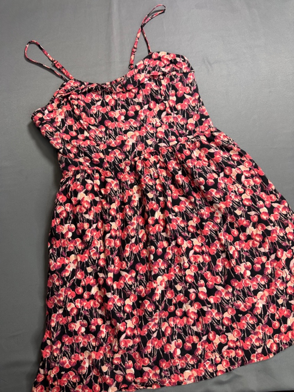 LC Lauren Conrad Black Dress with Pink Floral Straps Size 10